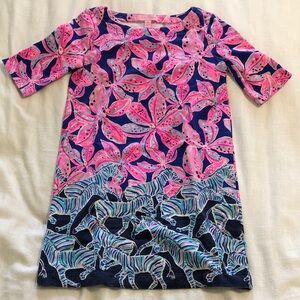 Lilly Pulitzer Girls Large (8-10) Pink and Blue Patterned Dress with Zebras